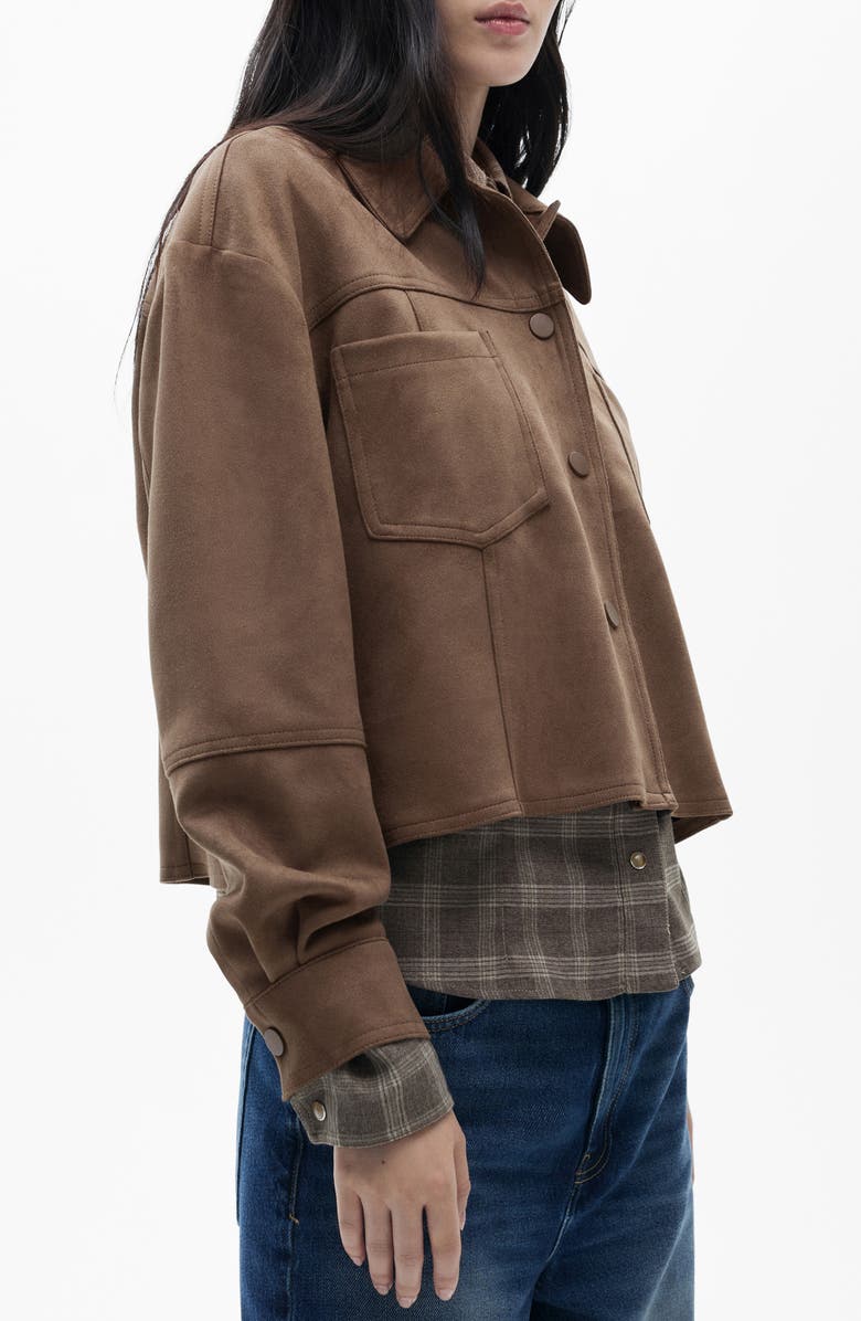 MANGO Crop Faux Suede Jacket, Main, color, 