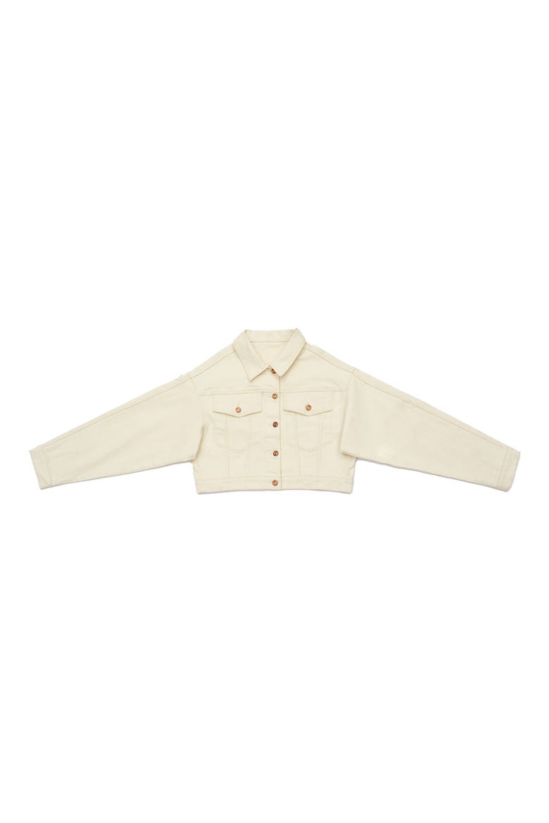 Crop Denim Trucker Jacket, Alternate, color, NATURAL