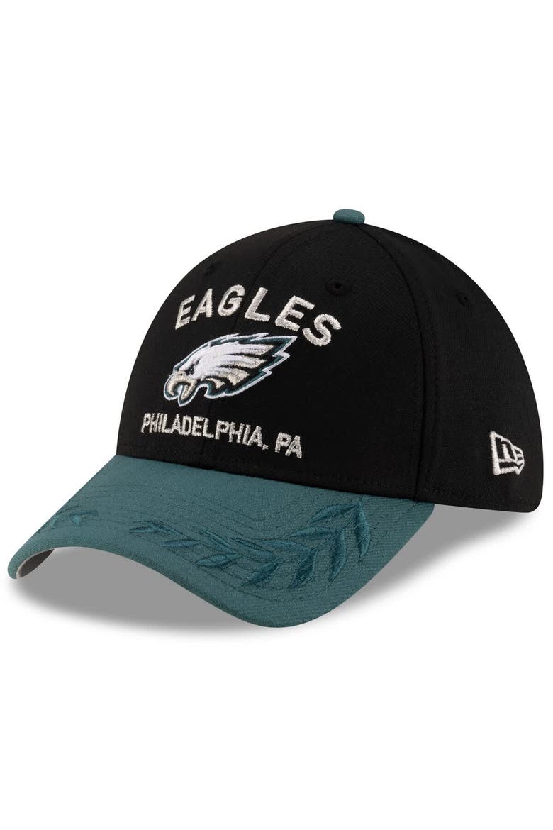 Men's New Era  Black/Midnight Green Philadelphia Eagles 2025 NFL Draft 39THIRTY Flex Hat, Alternate, color, Black