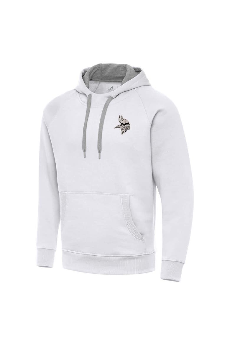 Men's Antigua White Minnesota Vikings Brushed Carbon Victory Pullover Hoodie, Alternate, color, White