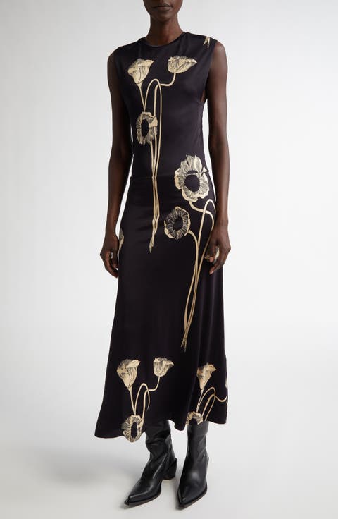 Oriental Chronicles Slim Satin Maxi Dress