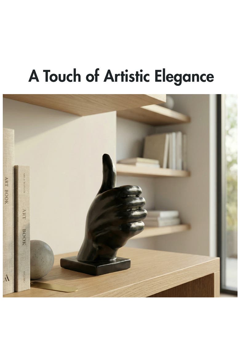 Thumbs Up Sculpture, Alternate, color, BLACK