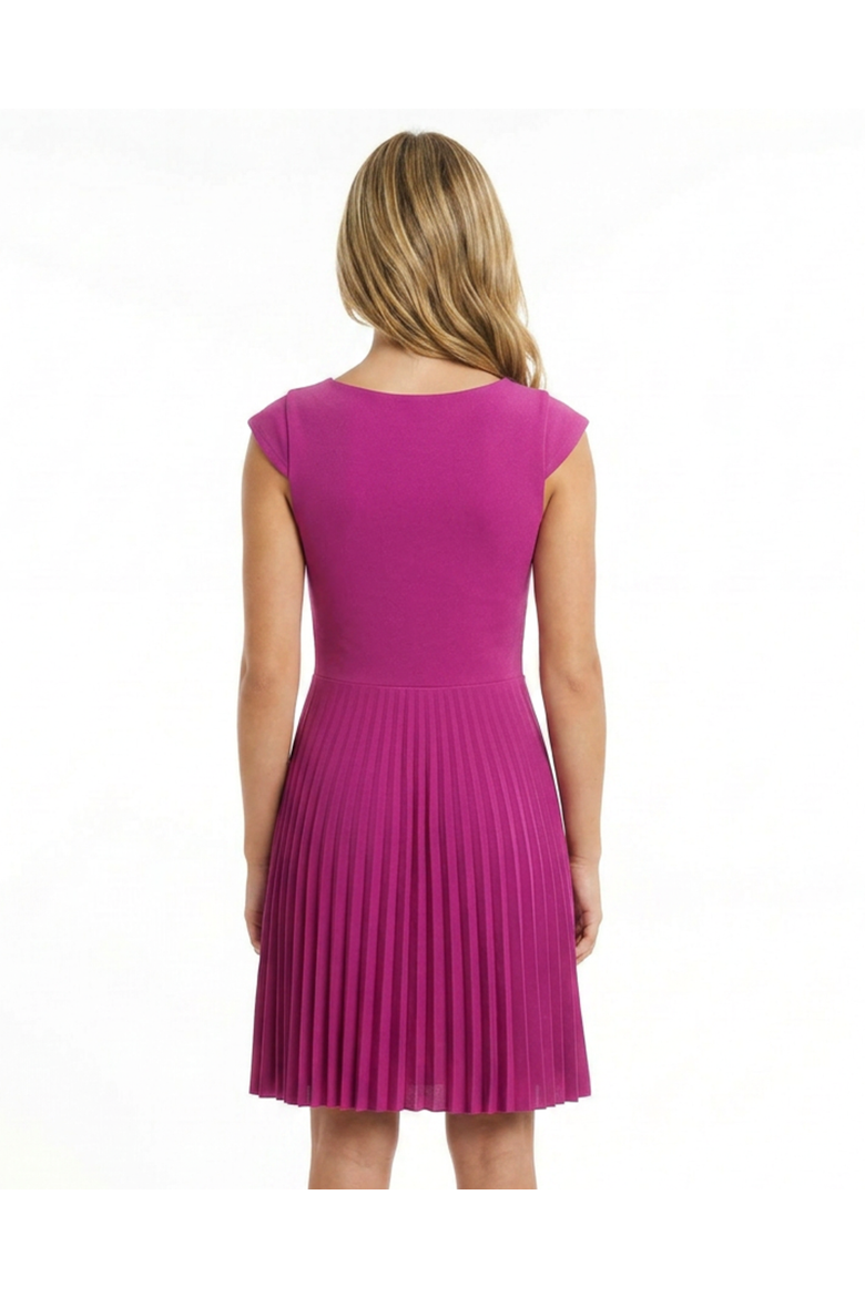 Cap Sleeve Pleated Dress, Alternate, color, Magenta