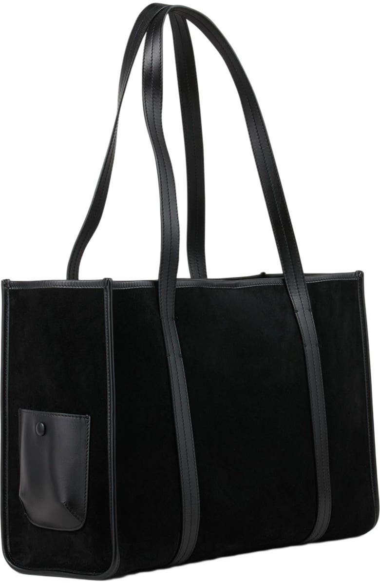 SANDRO Soft suede shopping bag, Alternate, color, Black