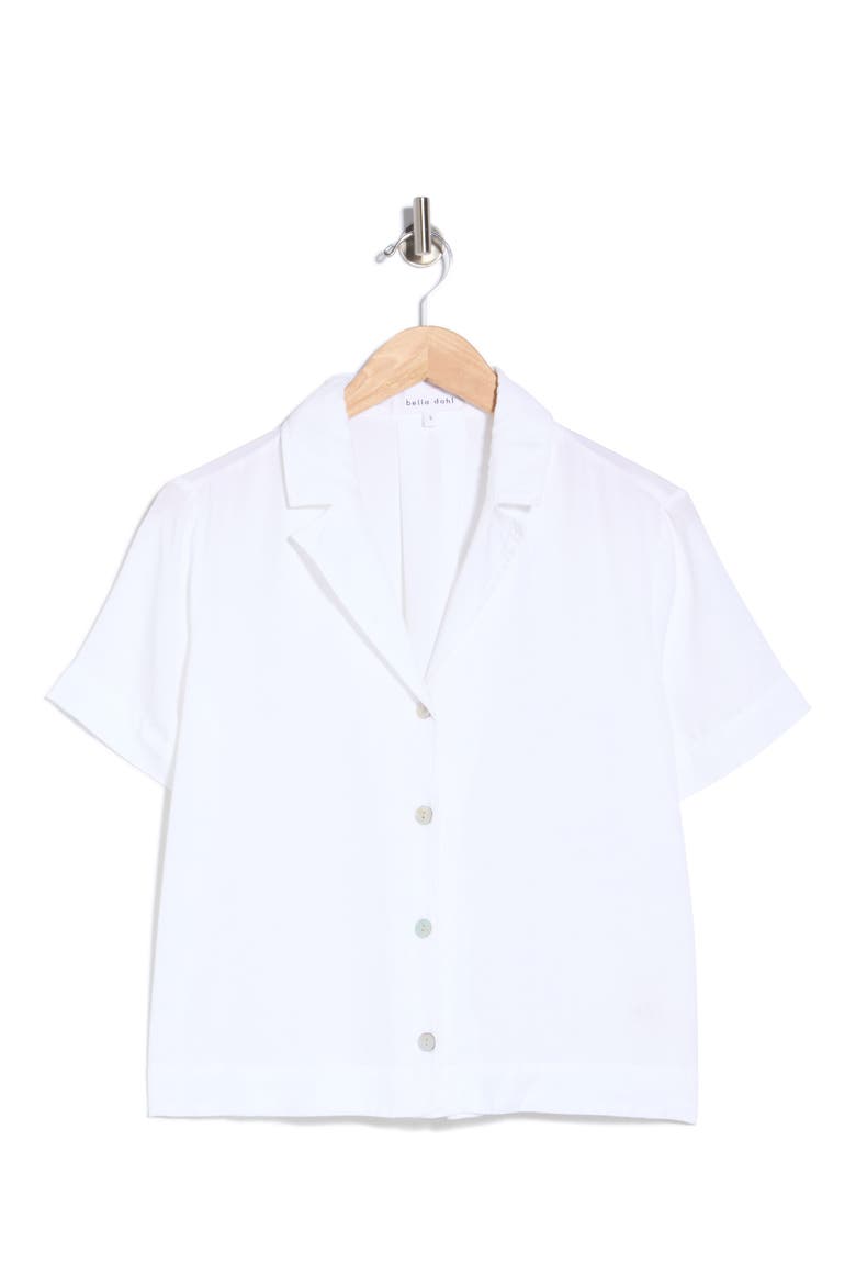 Short Sleeve Flowy Button-Up Shirt, Main, color, WHITE