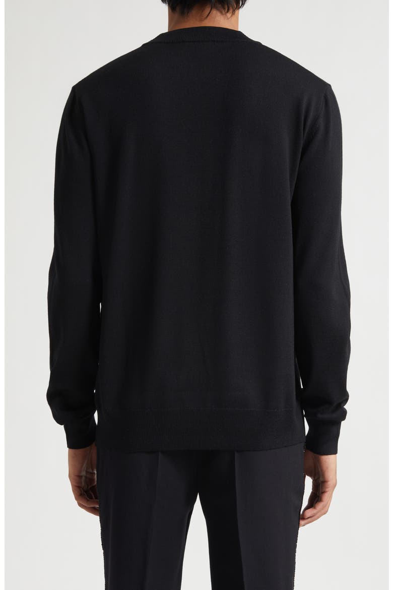 Paris Logo Intarsia Merino Wool Blend Sweater, Alternate, color, BLACK/ WHITE