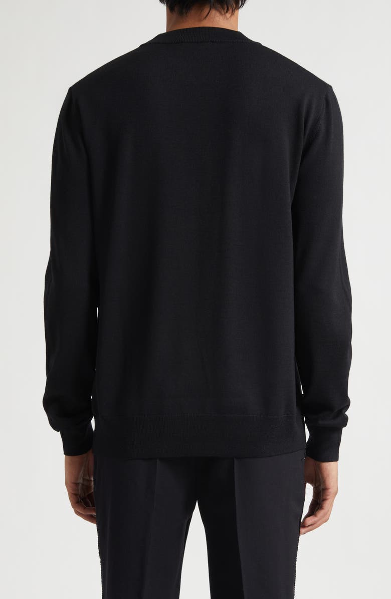 Balmain Paris Logo Intarsia Merino Wool Blend Sweater, Alternate, color, Black/ White