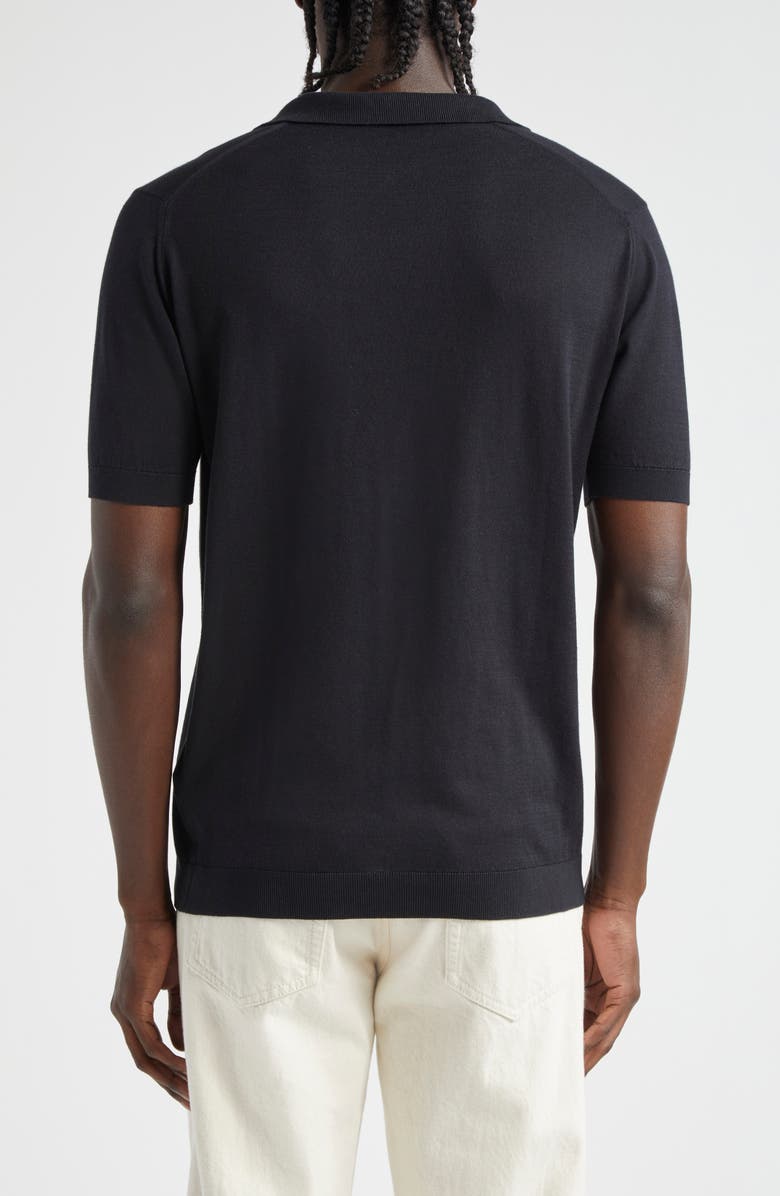 John Smedley Men's Noah Johnny Collar Sweater Polo, Alternate, color, Black