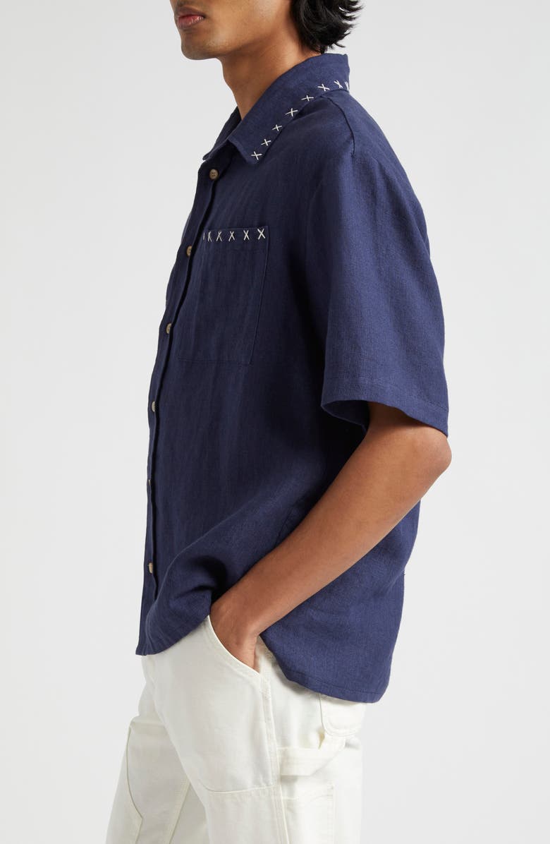 The Elder Statesman Sulfur Embroidered Cotton Shirt, Alternate, color,