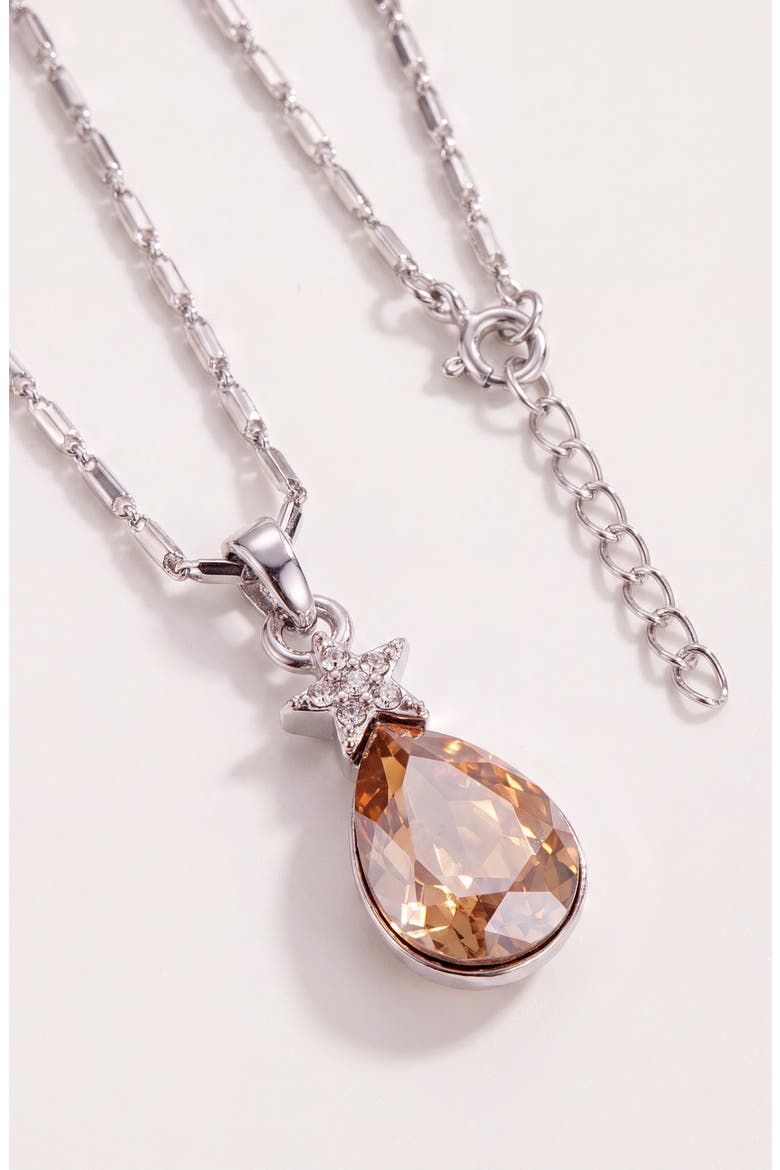 Topaz Teardrop Star Pendant Necklace, Alternate, color, Silver
