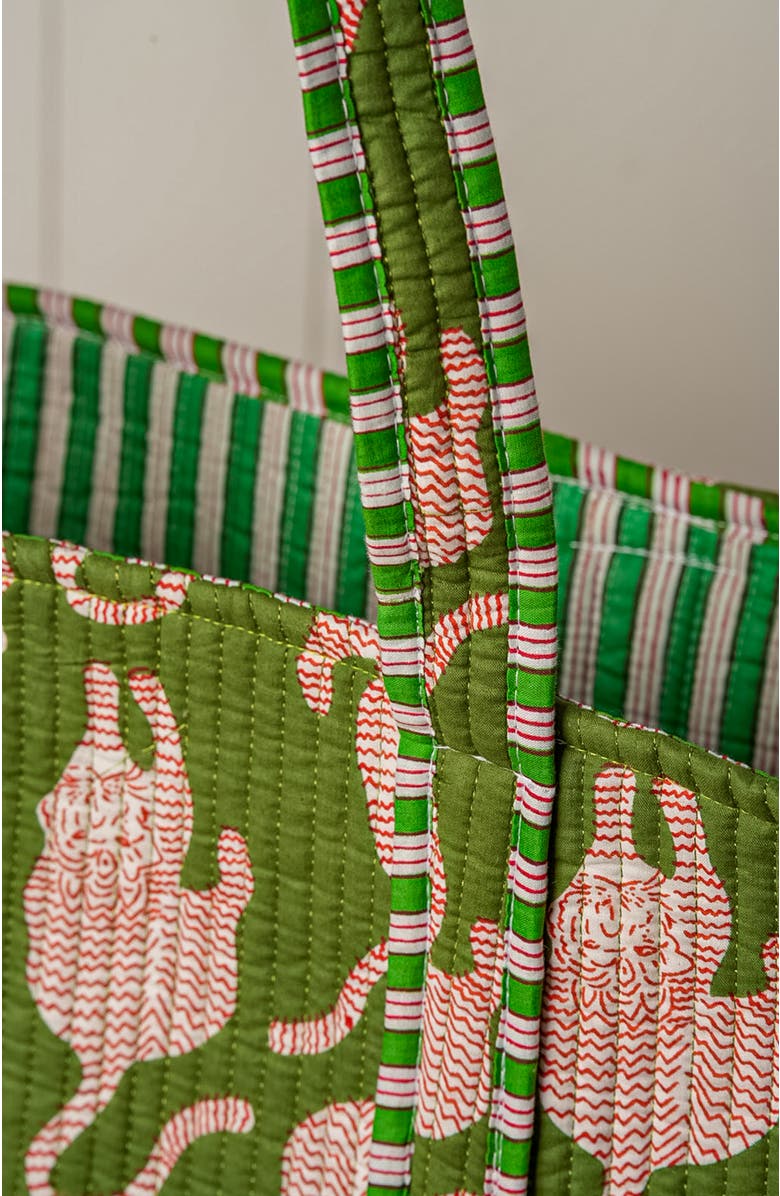 Verve Culture Quilted Feline Tote, Alternate, color, Green