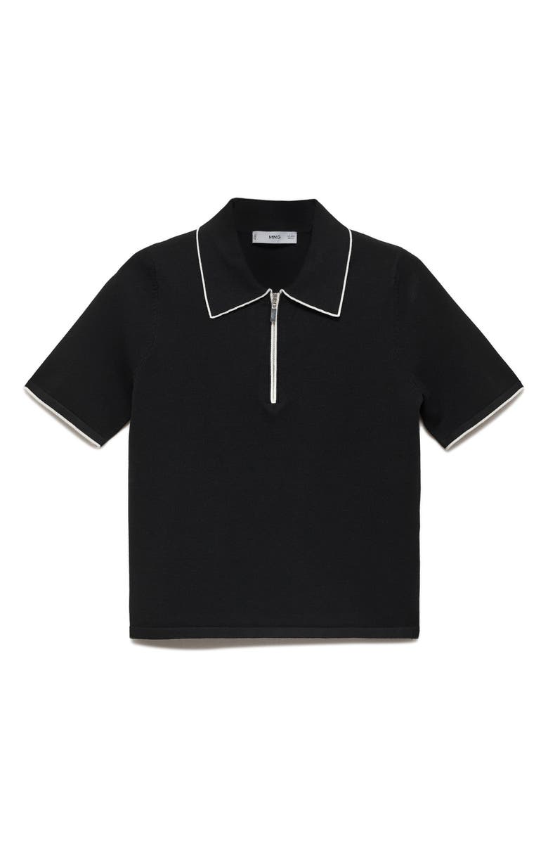MANGO Tipped Short Sleeve Polo Sweater, Alternate, color, 