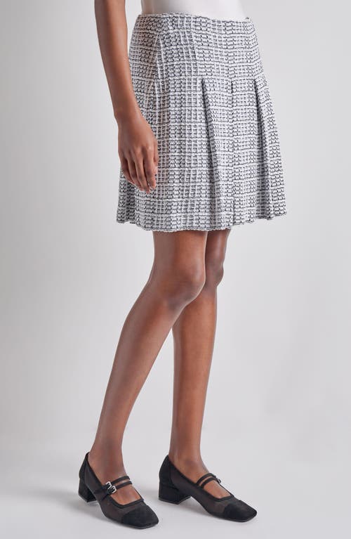 Misook Tweed Pleated A-line Skirt In White/black