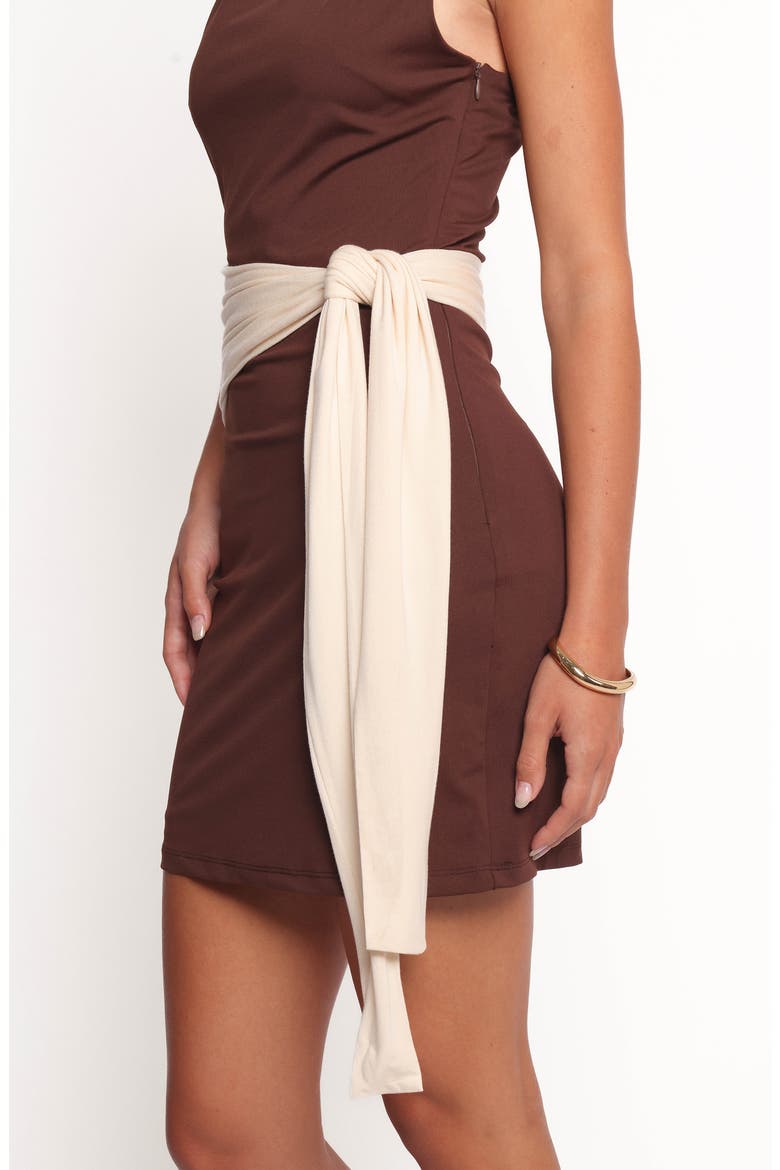 Nicosia Colorblock Wrap Waist Minidress, Alternate, color, BROWN