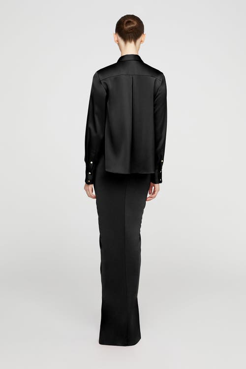 Halston Katrine Jersey And Satin Gown In Black