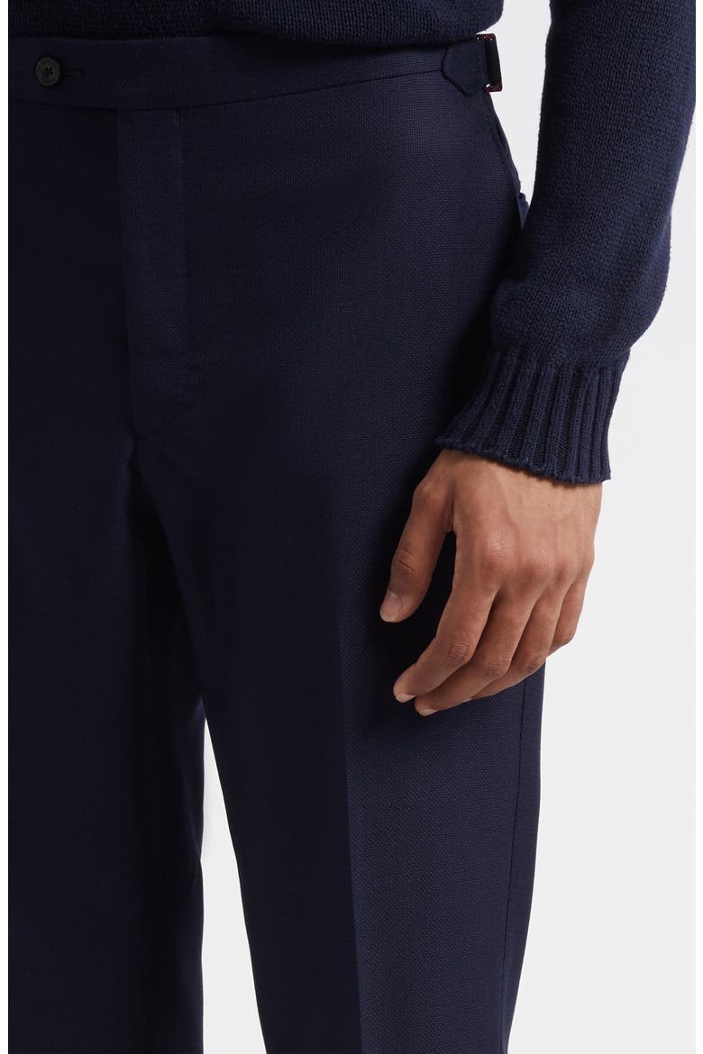 Flat Front Wool Hopsack Pants, Alternate, color, NAVY