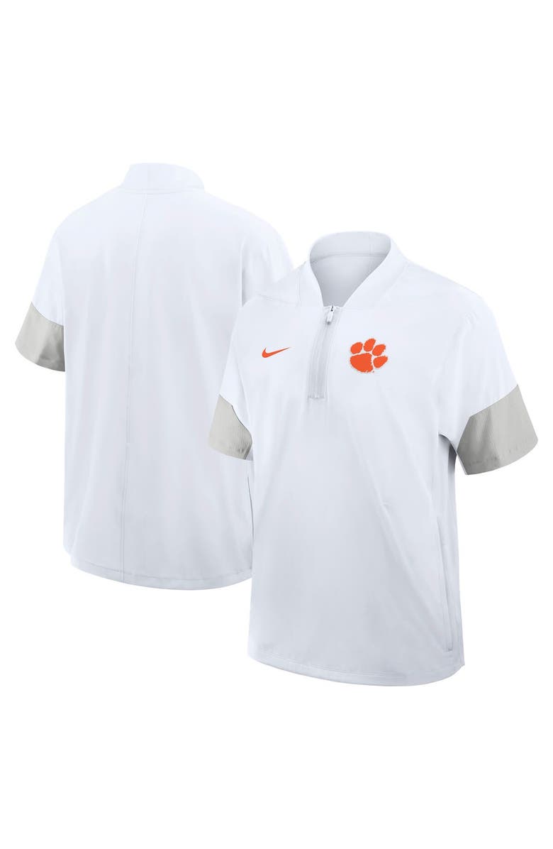 Nike Men's Nike White Clemson Tigers 2025 Sideline Short Sleeve Quarter-Zip Coach Jacket, Alternate, color, White