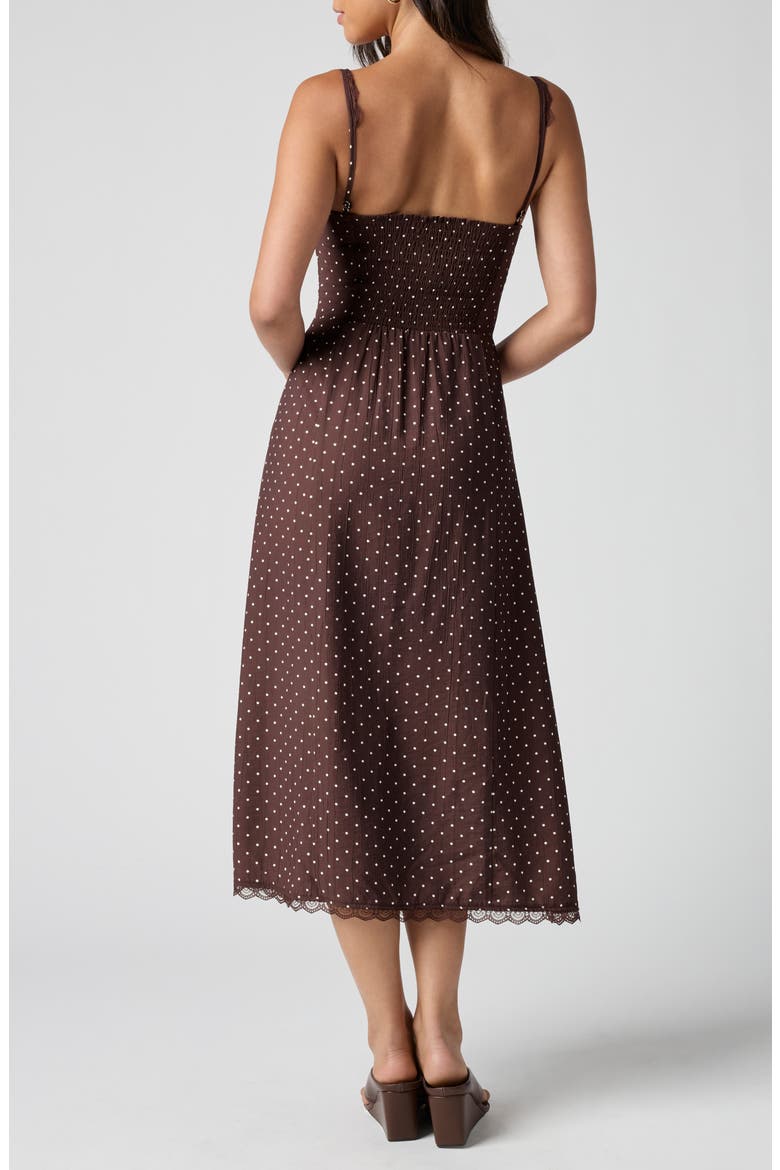 Lace Trim Slipdress, Alternate, color, BRWN POLKA DOT