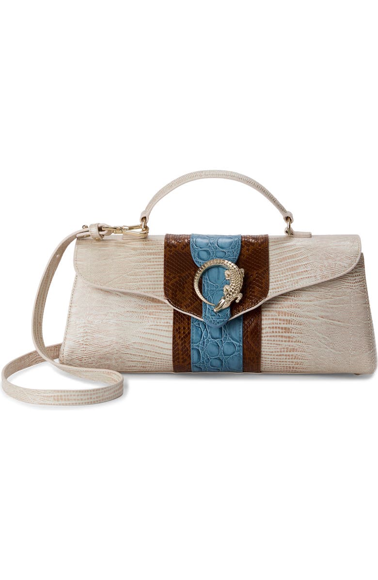 Brahmin Dayan Embossed Leather Shoulder Bag, Alternate, color, Blue