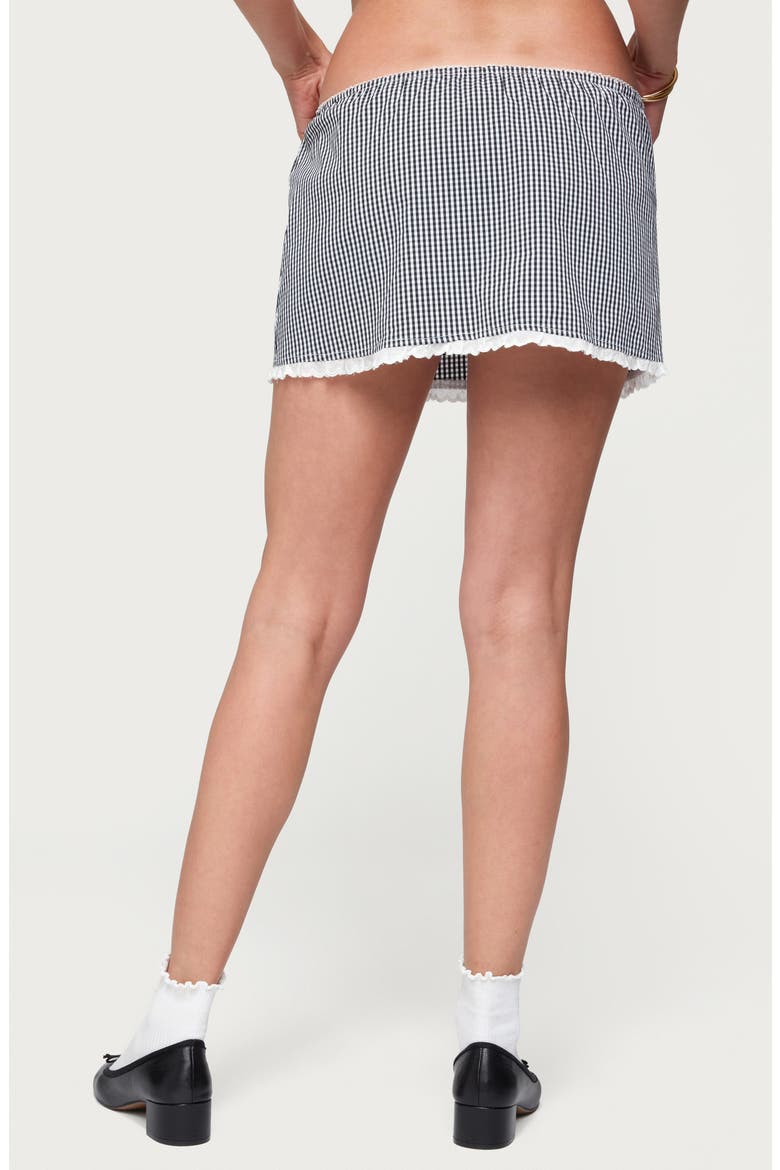 Paige Gingham Stretch Cotton Blend Miniskort, Alternate, color, BLACK-AND-WHITE