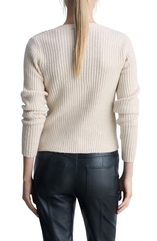 Shop Mango Metallic Rib Cardigan In Light/pastel Grey