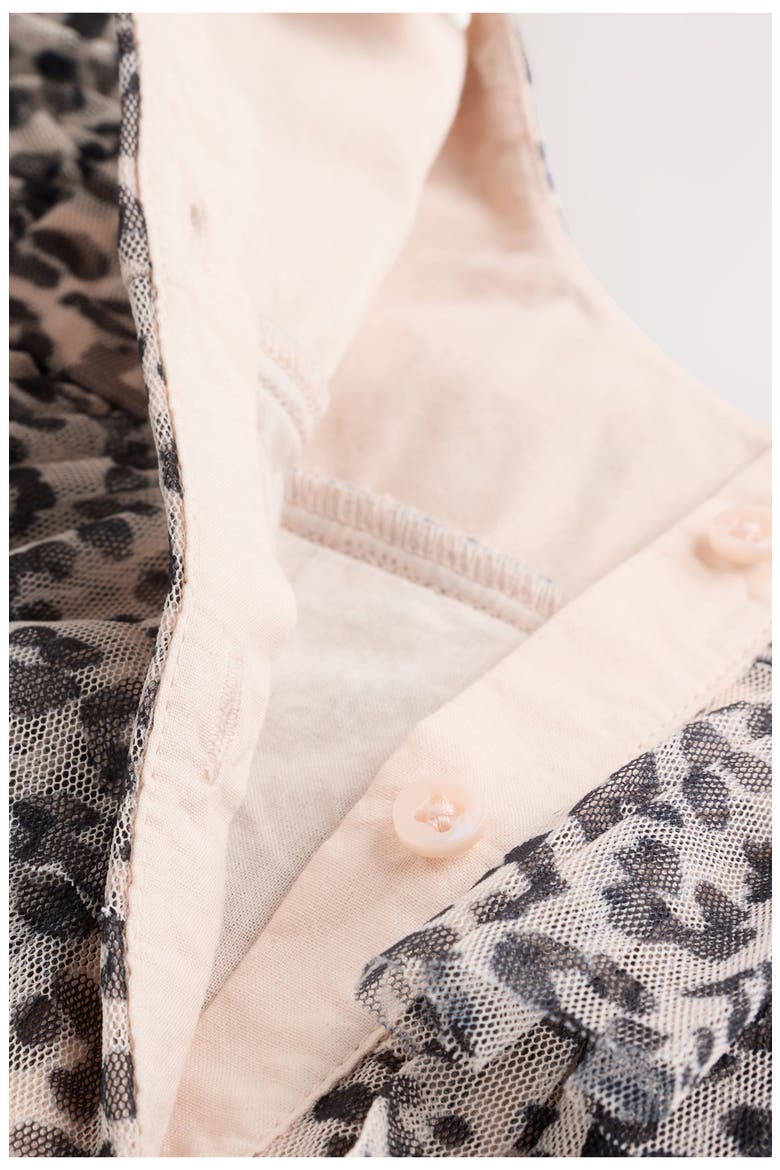 Leopard Print Ruffle Mesh Dress, Alternate, color, BEIGE MULTI