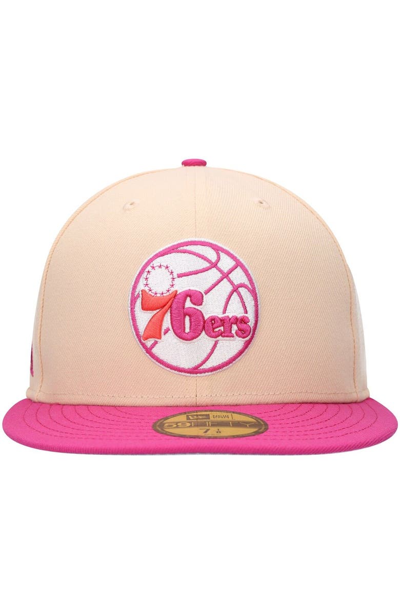 New Era Men's New Era Orange/Pink Philadelphia 76ers Passion Mango 59FIFTY Fitted Hat, Alternate, color, 