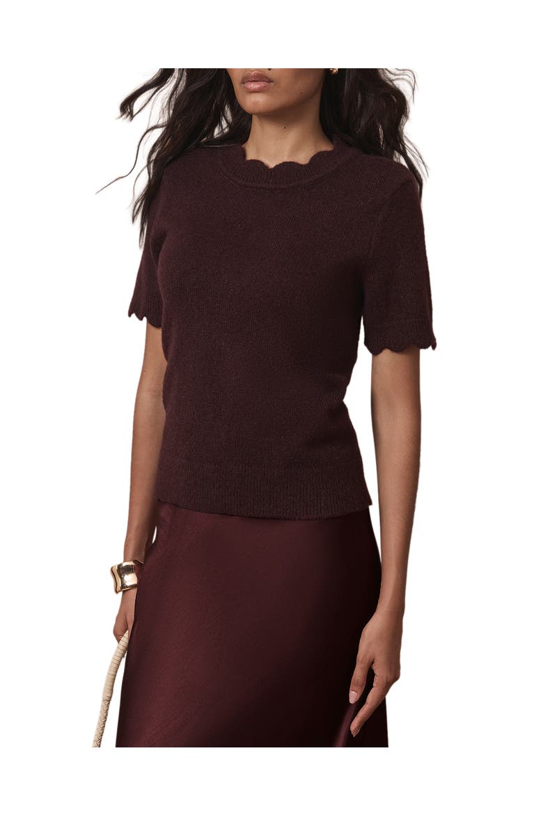 Scallop Crew Knit Top, Alternate, color, Burgundy