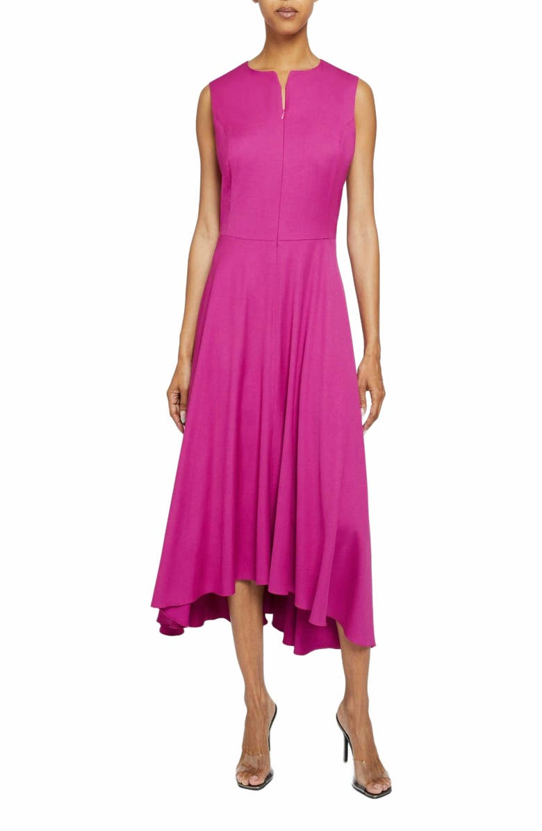 Santorelli MADISON Sleeveless Hi-Lo Midi Dress with Front Zipper, Alternate, color, Magenta