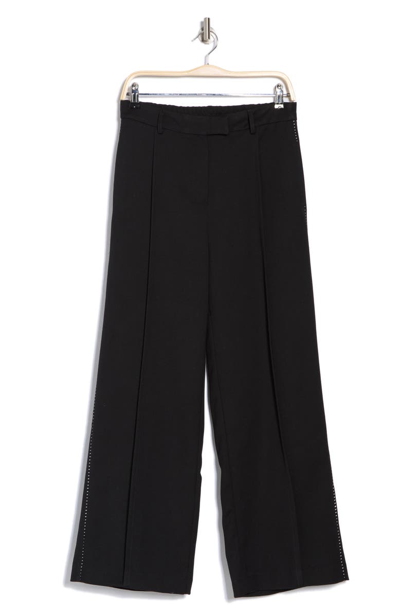 Adrianna Papell Side Stitch Wide Leg Pants, Alternate, color, Black/ Ivory