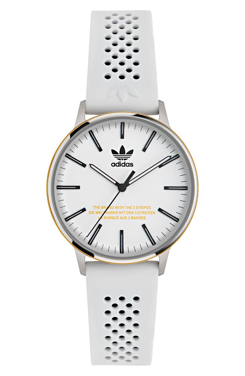 adidas AO Silicone Strap Watch, Main, color, White