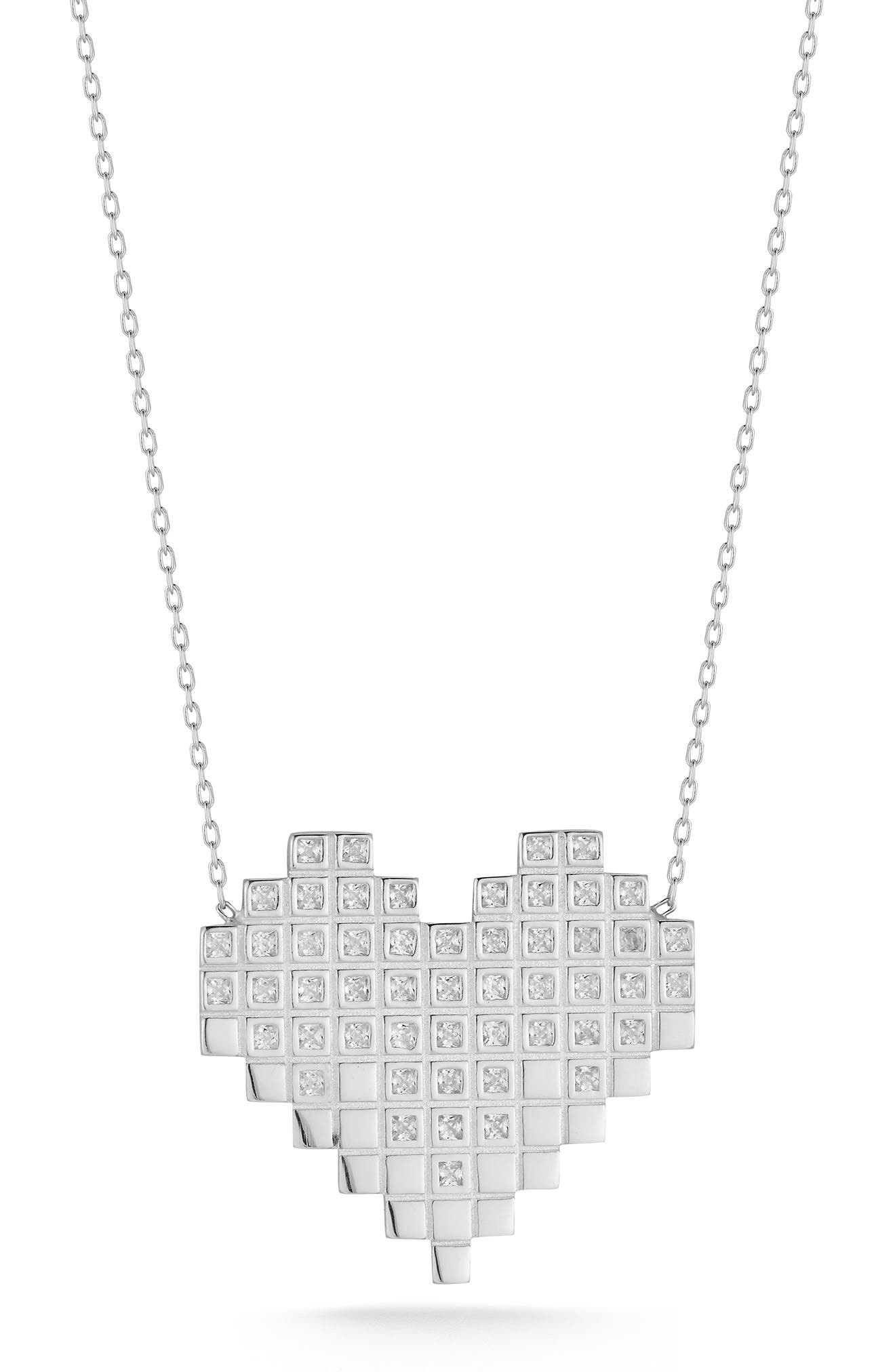 Pixel Heart Pendant Necklace