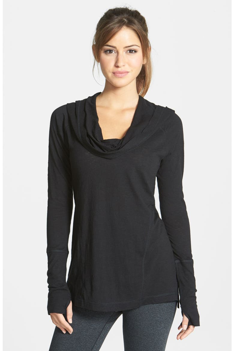 'All Shirred Up Too' Pullover, Main, color, BLACK