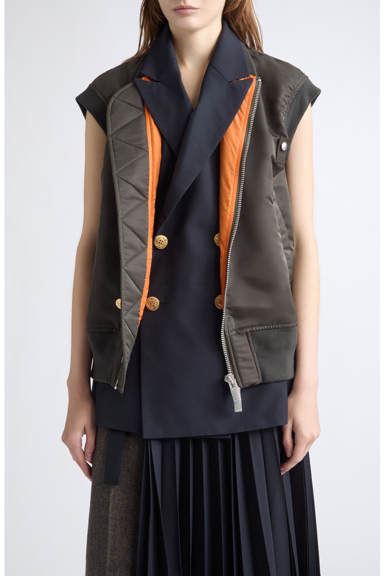 Nylon Twill & Suiting Vest, Main, color, NAVY/ DARK KHAKI
