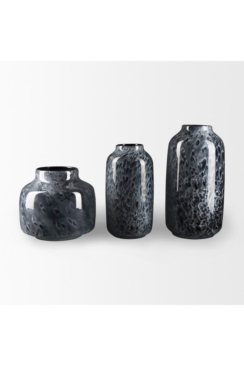 Masai Black Mottled Glass Vase, Alternate, color, Black