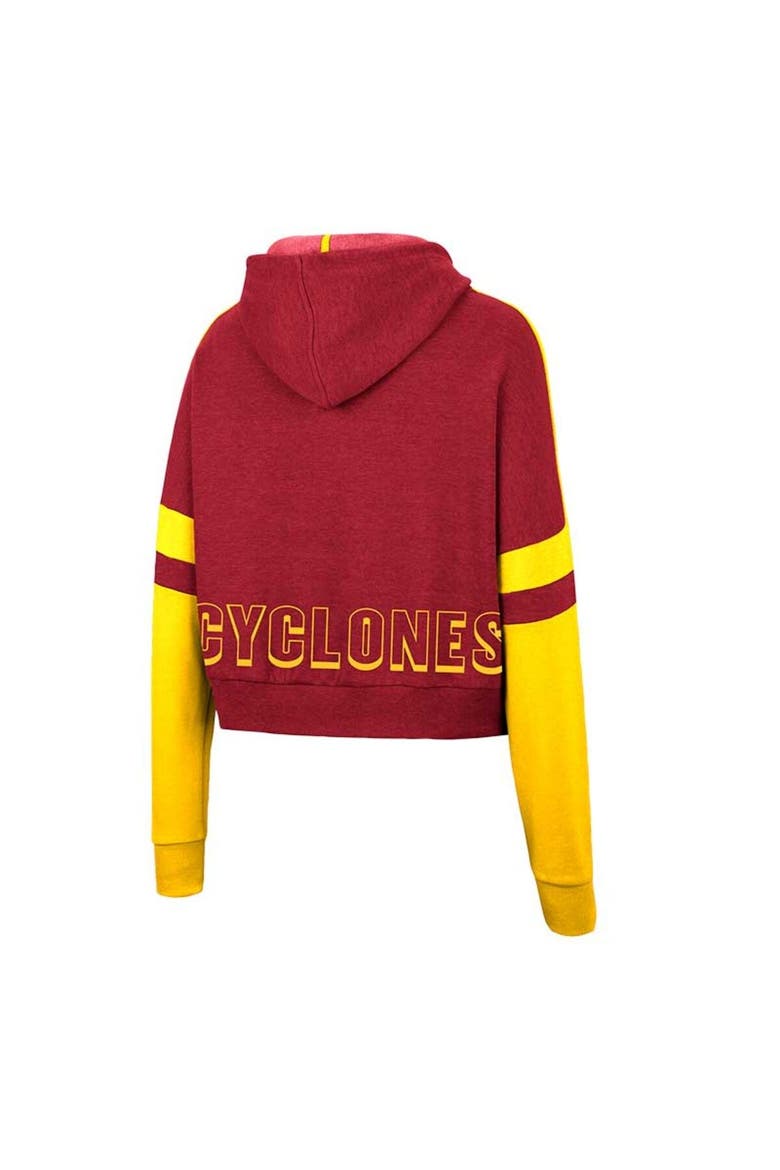 Women's Colosseum Cardinal Iowa State Cyclones Throwback Stripe Arch Logo Cropped Pullover Hoodie, Alternate, color, Cardinal