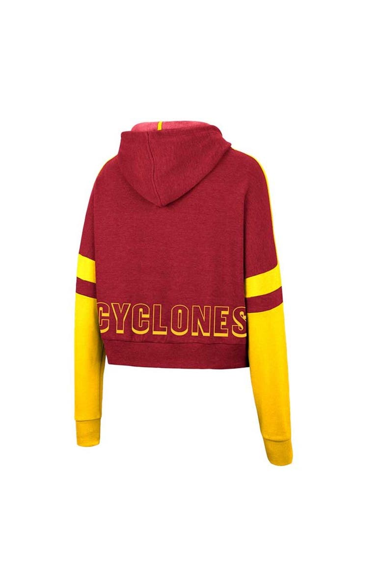 COLOSSEUM Women's Colosseum Cardinal Iowa State Cyclones Throwback Stripe Arch Logo Cropped Pullover Hoodie, Alternate, color, 