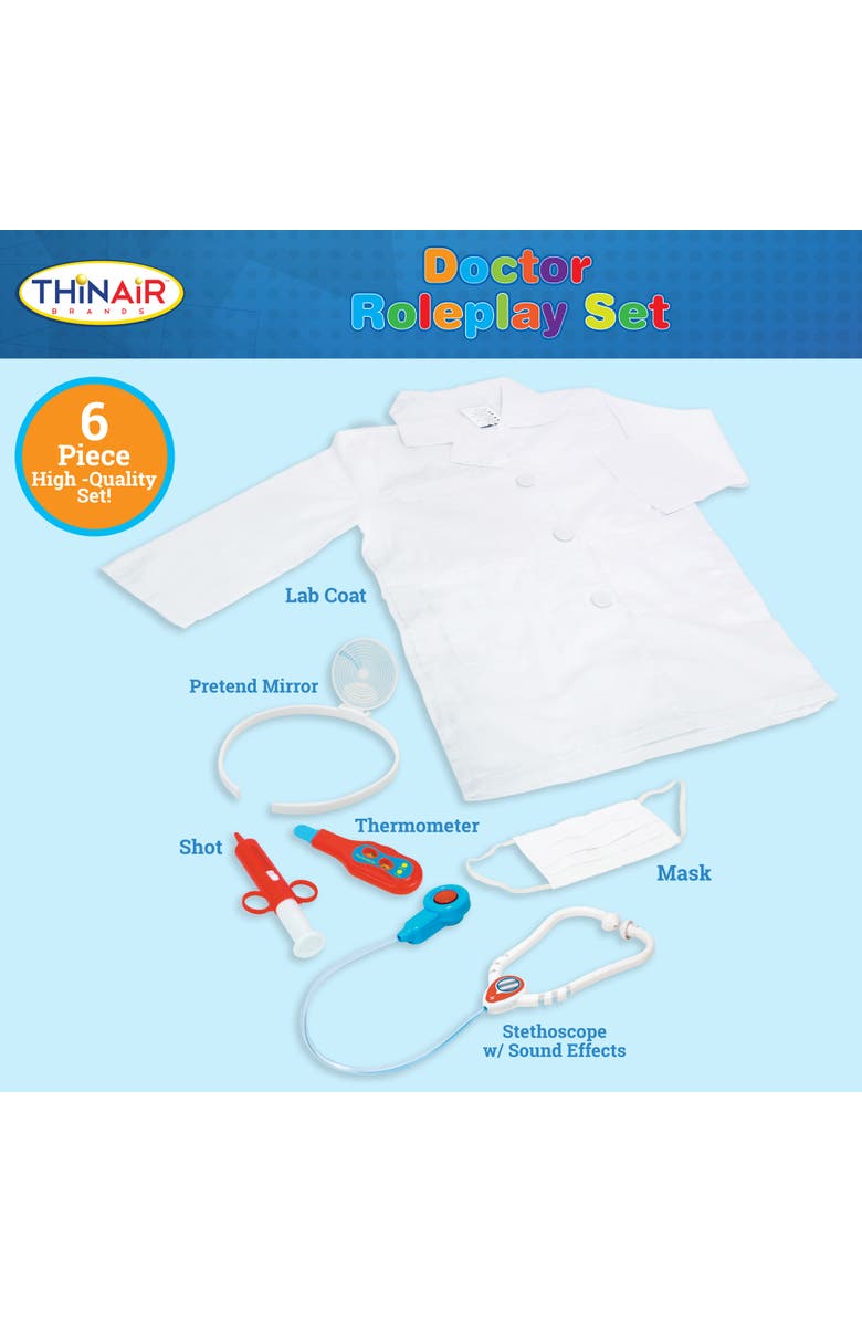 Playful Minds Doctor Roleplay 6 Piece Costume Set, Alternate, color, White