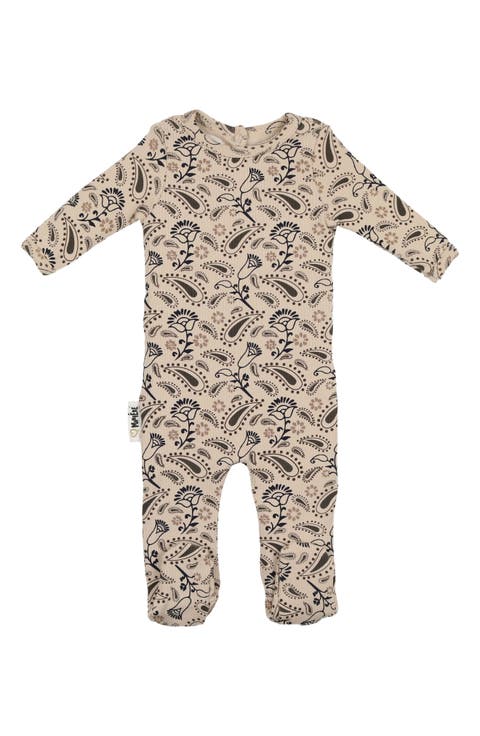 Pretty Paisley Rib Cotton Blend Footie (Baby)