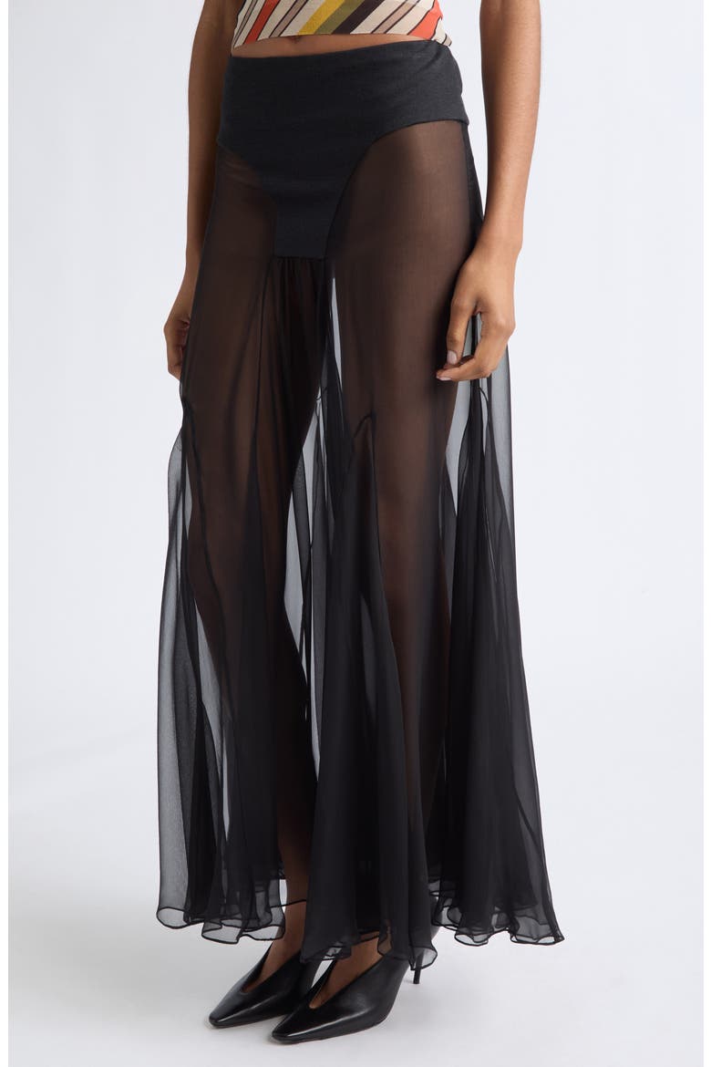 Mixed Media Maxi Skirt, Alternate, color, BLACK