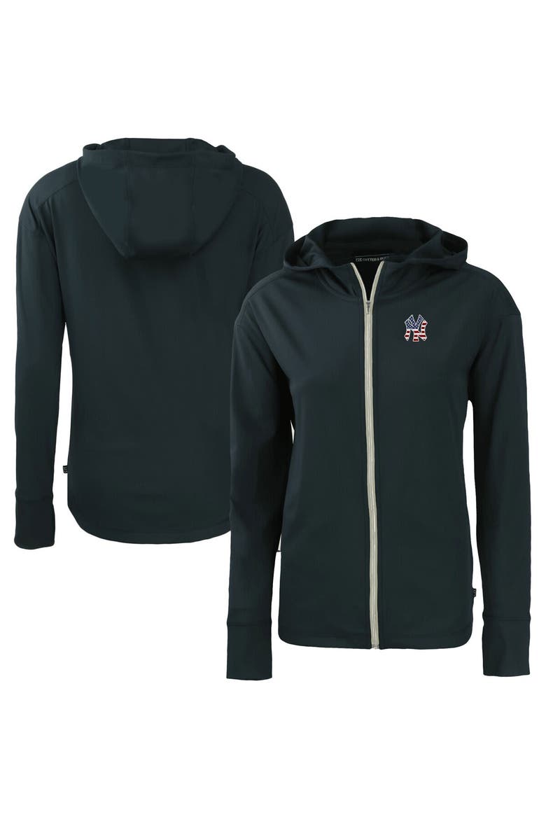Women's Cutter & Buck  Navy New York Yankees Daybreak Eco Recycled Full-Zip Hoodie, Alternate, color, Navy