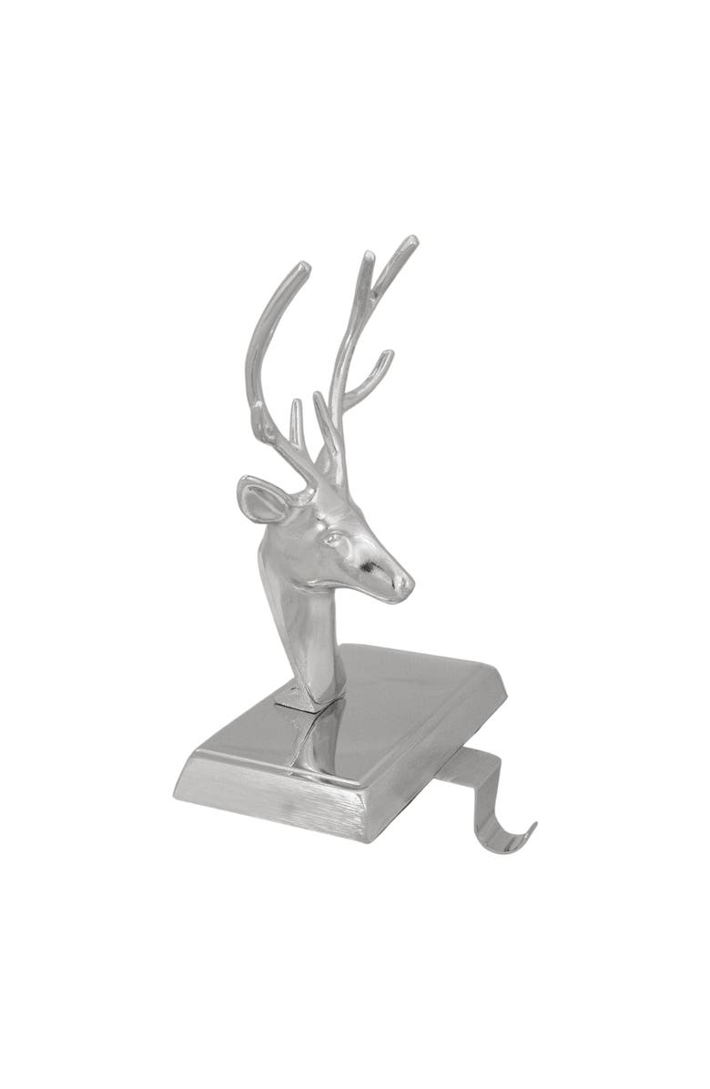 Northlight 8" Shiny Silver Deer Head Christmas Stocking Holder, Alternate, color, Silver