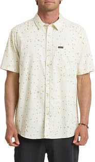 Quiksilver Ditsy Blossom Floral Classic Short Sleeve Cotton Button-Up Shirt