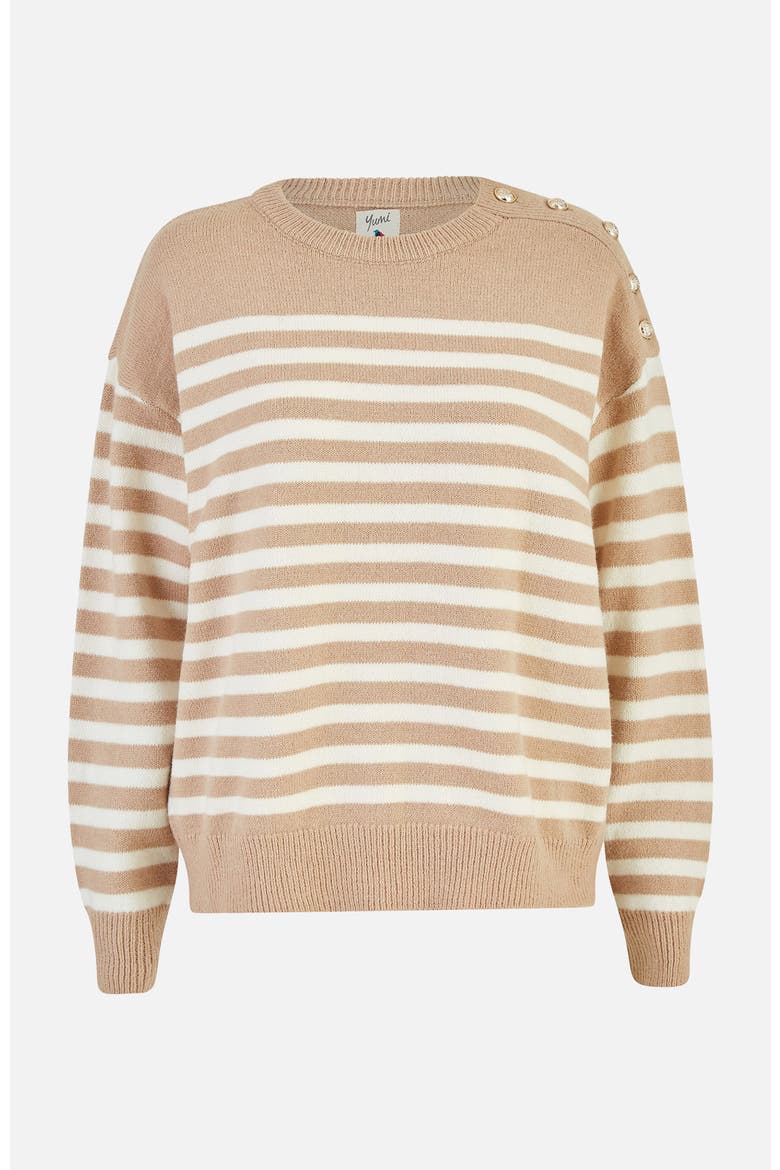 Button Detail Stripe Knitted Jumper, Alternate, color, Beige