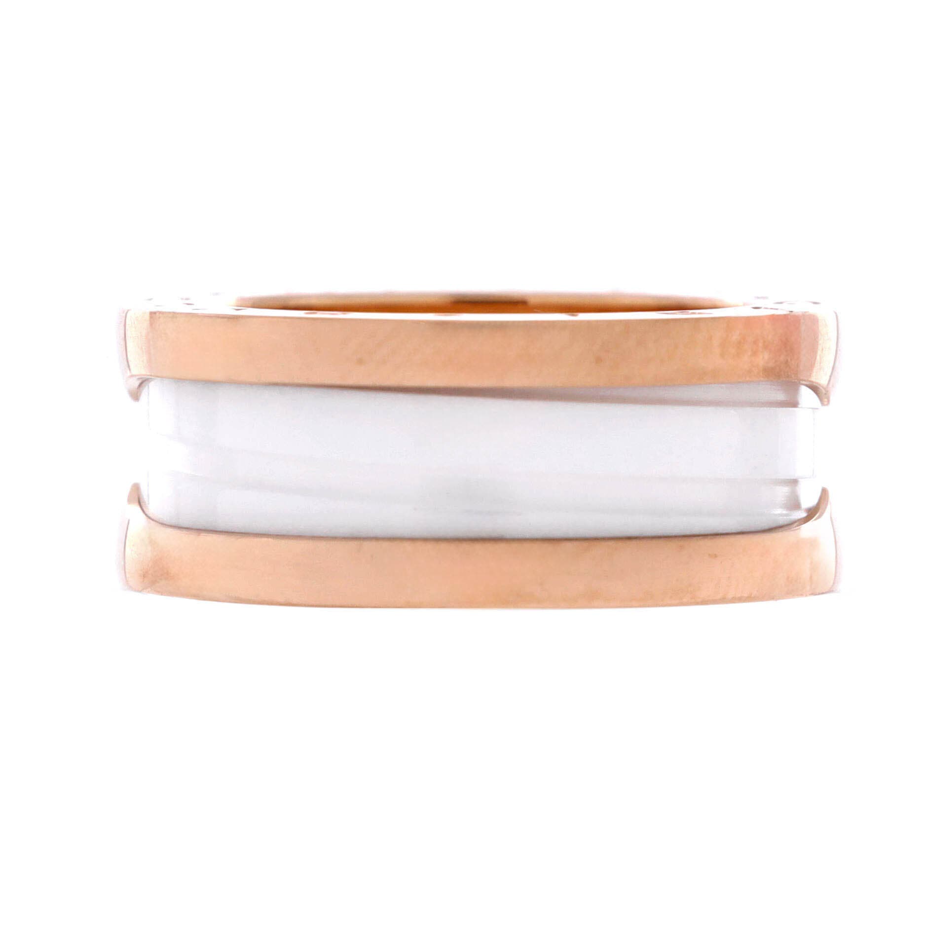 B.Zero1 Two Band Ring 18K Rose Gold and Ceramic, Alternate, color, Metallic Gold