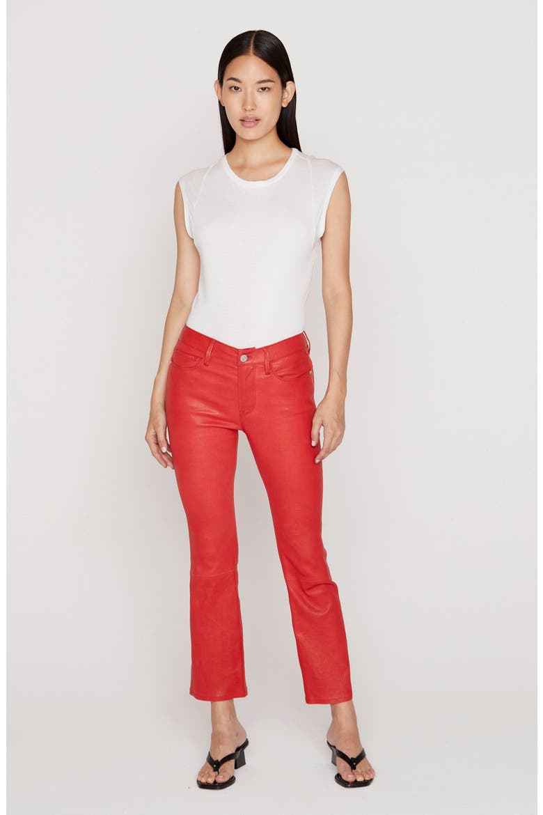Le Crop Mini Leather Cropped Pants, Alternate, color, GARNET