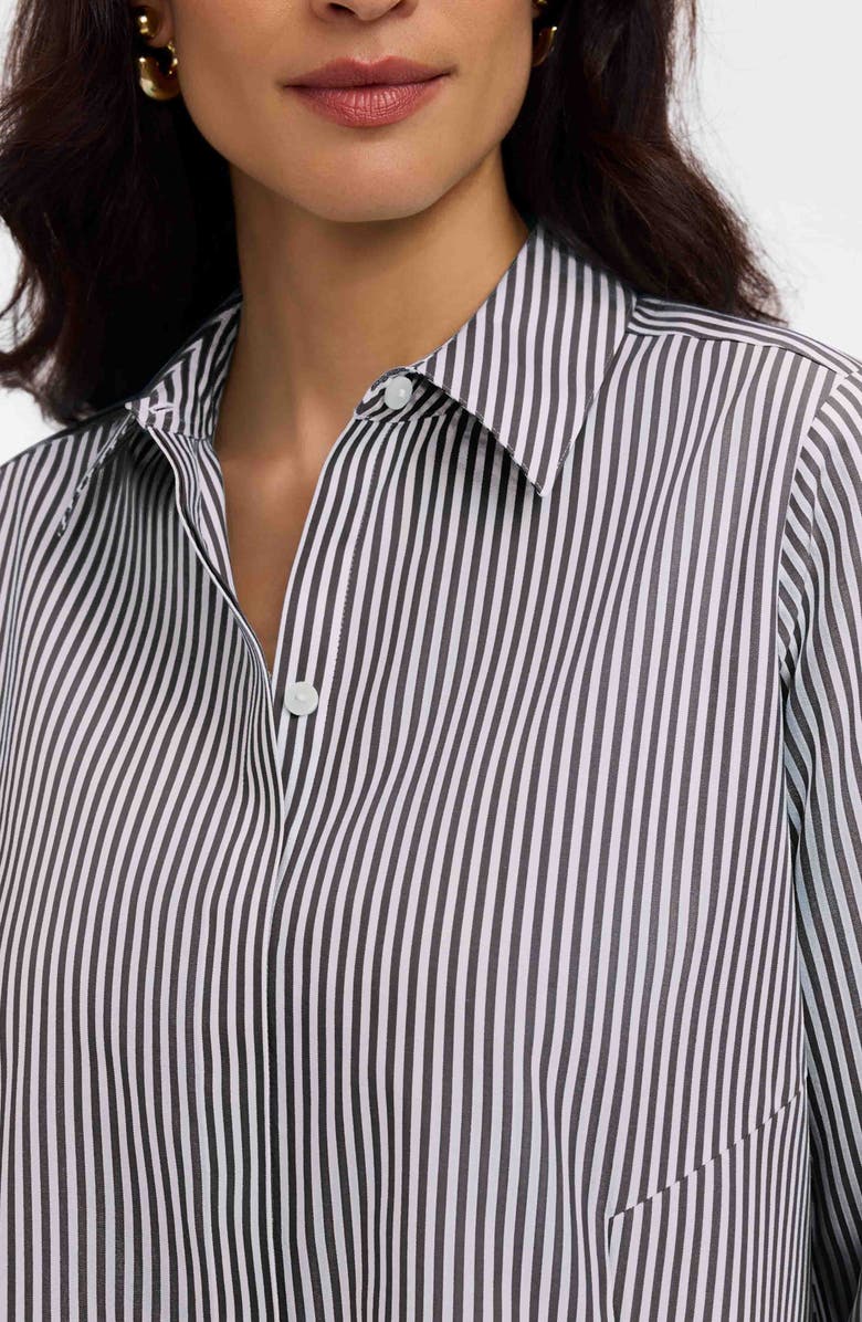 Foxcroft Cici Stripe Cotton Tunic Shirt, Alternate, color, Black/ White