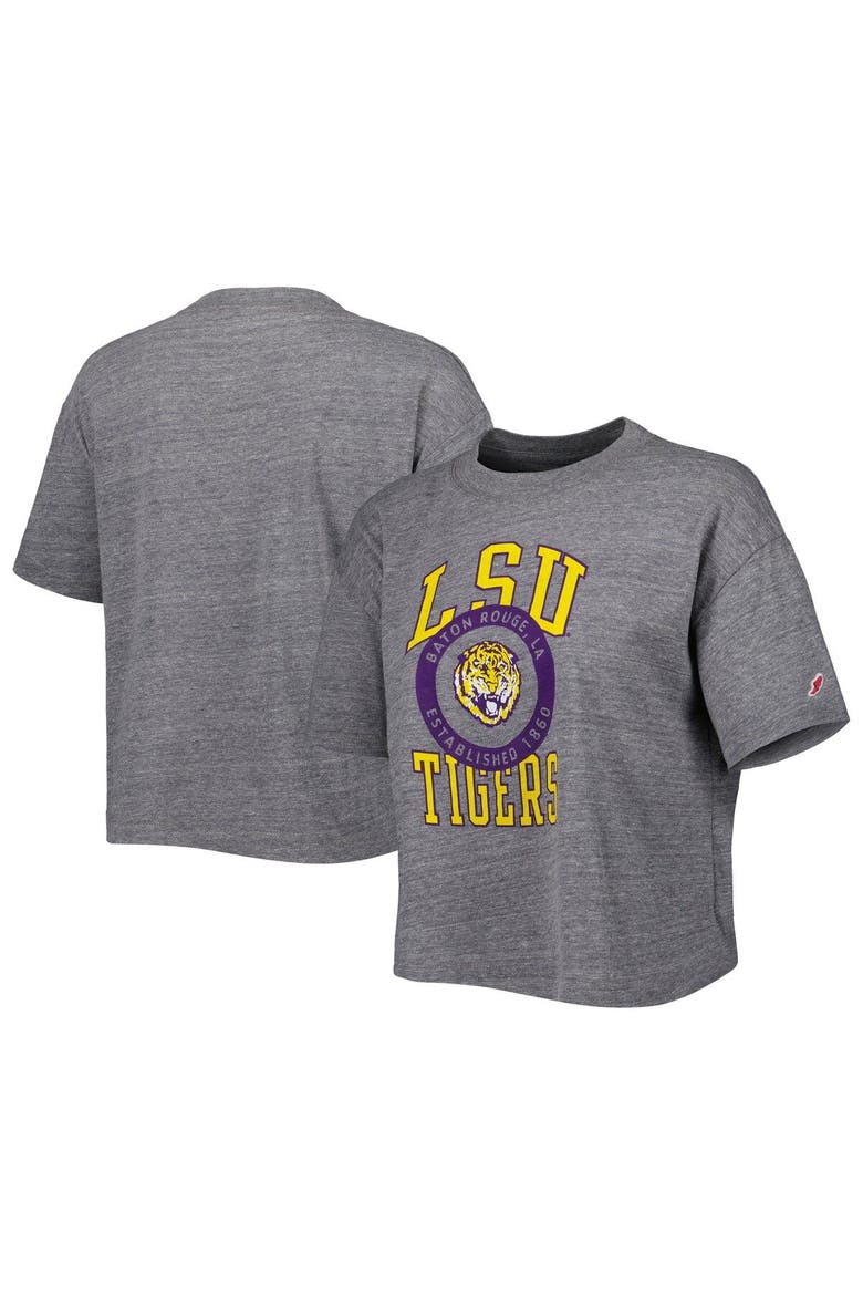 Women's League Collegiate Wear Heather Gray LSU Tigers Intramural Midi Seal Tri-Blend T-Shirt, Main, color, Heather Gray