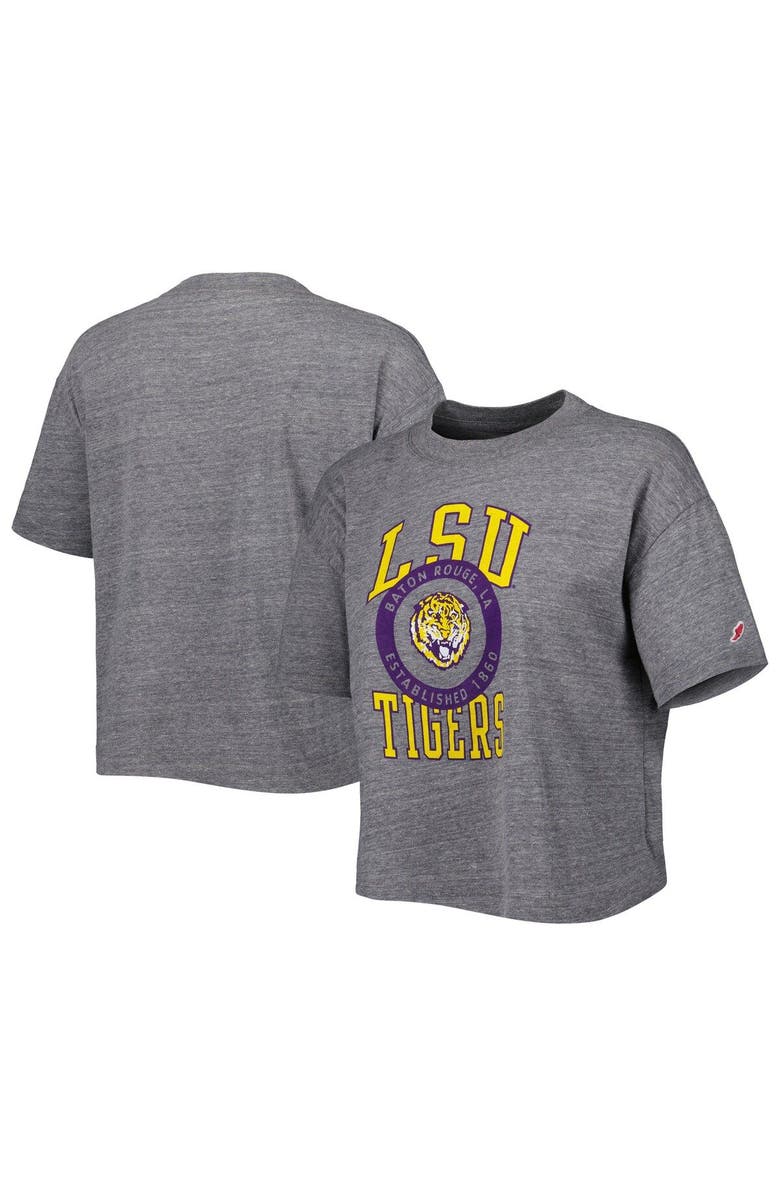 LEAGUE COLLEGIATE WEAR Women's League Collegiate Wear Heather Gray LSU Tigers Intramural Midi Seal Tri-Blend T-Shirt, Main, color, 