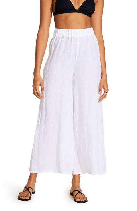 Tallows Wide Leg Linen Cover-Up Pants